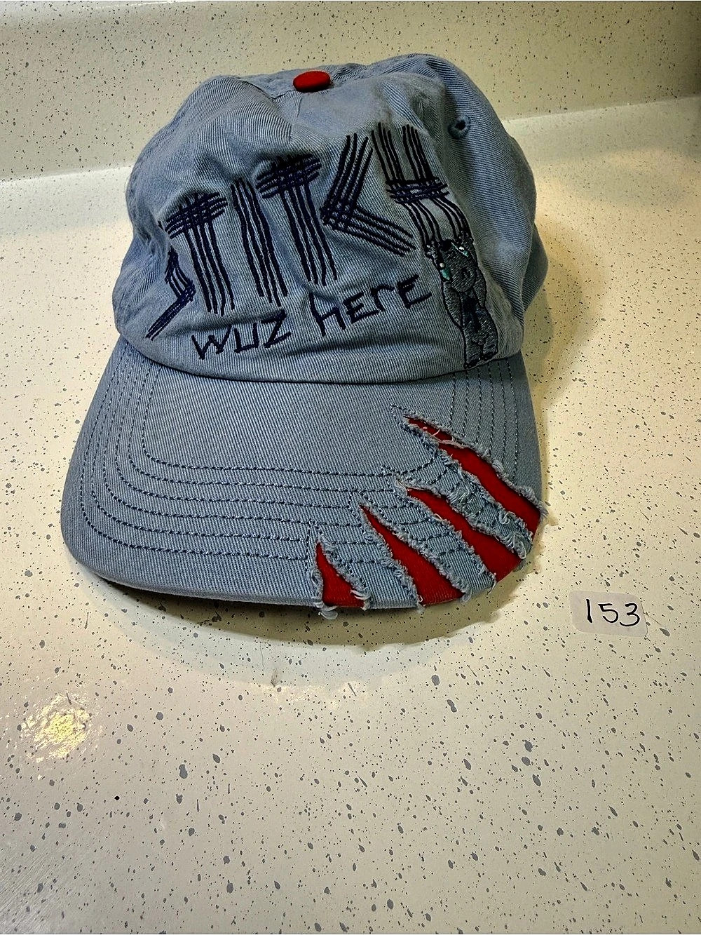 Disney Stitch Wuz Here Youth Baseball Cap Blue & Red 54-57 cm